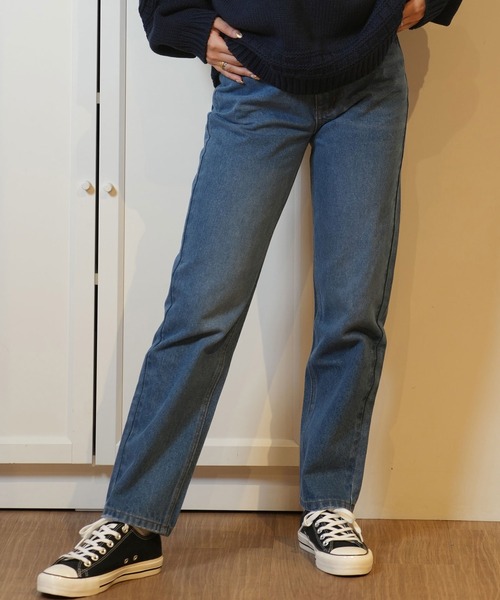 ムラサキスポーツ(ムラサキスポーツ)の「RIKKA FEMME/リッカファム ストレートデニム RF24FW16(デニムパンツ・レディース・ライトインディゴブルー/ブラック・L/M/S)」の3枚目の写真