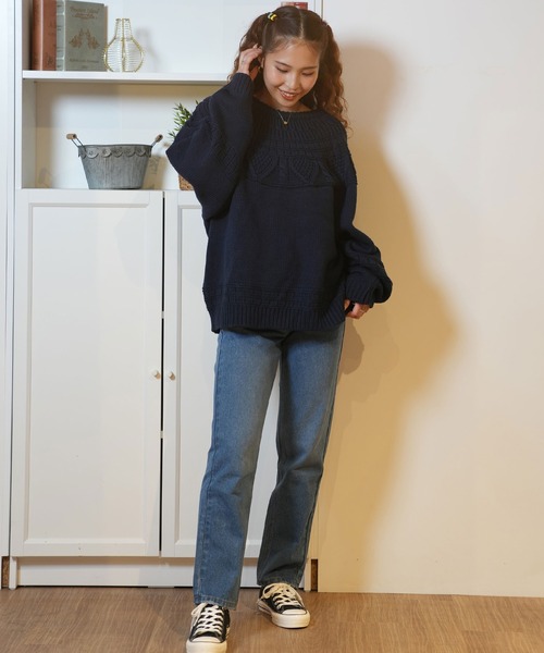 ムラサキスポーツ(ムラサキスポーツ)の「RIKKA FEMME/リッカファム ストレートデニム RF24FW16(デニムパンツ・レディース・ライトインディゴブルー/ブラック・L/M/S)」の6枚目の写真