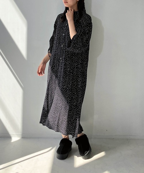 AS KNOW AS plus（アズノゥアズプラス）の「◇ドロスト結んで7分袖ワンピ―ス（ワンピース・レディース・ブラック系/ネイビー/チャコールグレー・FREE）」の4枚目の写真