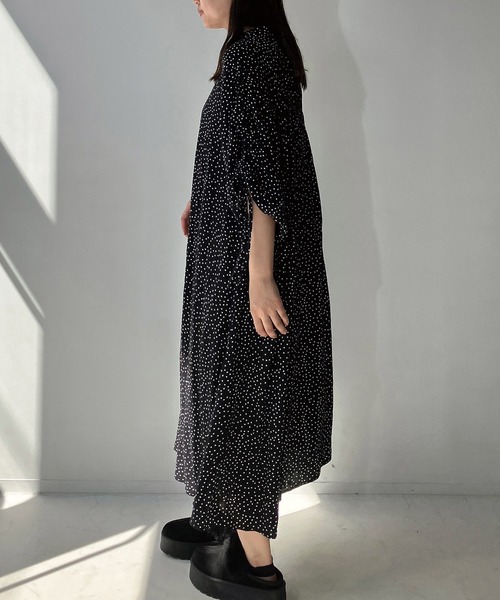 AS KNOW AS plus（アズノゥアズプラス）の「◇ドロスト結んで7分袖ワンピ―ス（ワンピース・レディース・ブラック系/ネイビー/チャコールグレー・FREE）」の7枚目の写真