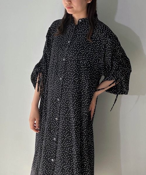 AS KNOW AS plus（アズノゥアズプラス）の「◇ドロスト結んで7分袖ワンピ―ス（ワンピース・レディース・ブラック系/ネイビー/チャコールグレー・FREE）」の9枚目の写真