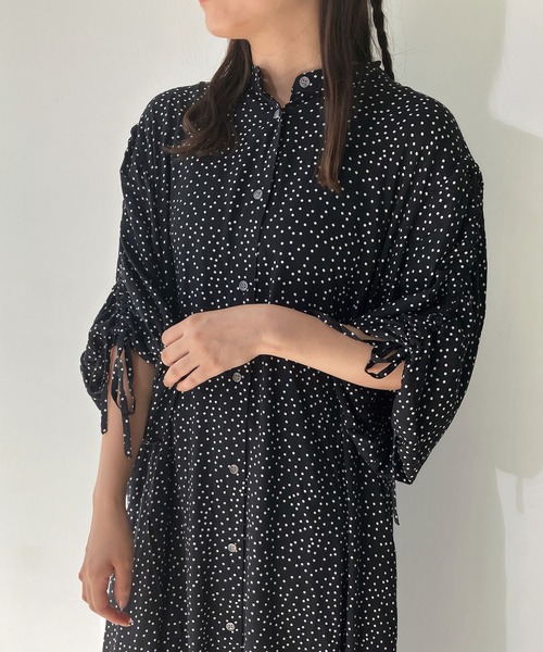 AS KNOW AS plus（アズノゥアズプラス）の「◇ドロスト結んで7分袖ワンピ―ス（ワンピース・レディース・ブラック系/ネイビー/チャコールグレー・FREE）」の10枚目の写真