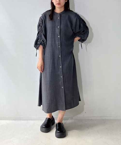 AS KNOW AS plus（アズノゥアズプラス）の「◇ドロスト結んで7分袖ワンピ―ス（ワンピース・レディース・ブラック系/ネイビー/チャコールグレー・FREE）」の13枚目の写真