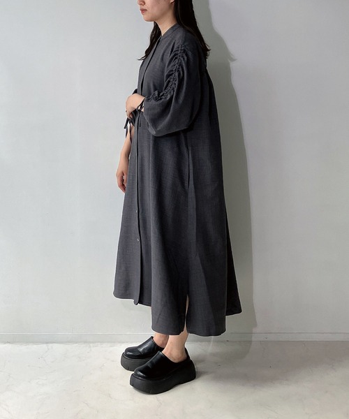 AS KNOW AS plus（アズノゥアズプラス）の「◇ドロスト結んで7分袖ワンピ―ス（ワンピース・レディース・ブラック系/ネイビー/チャコールグレー・FREE）」の14枚目の写真