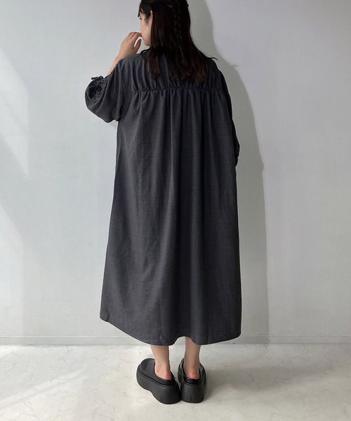 AS KNOW AS plus（アズノゥアズプラス）の「◇ドロスト結んで7分袖ワンピ―ス（ワンピース・レディース・ブラック系/ネイビー/チャコールグレー・FREE）」の15枚目の写真
