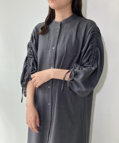 AS KNOW AS plus（アズノゥアズプラス）の「◇ドロスト結んで7分袖ワンピ―ス（ワンピース・レディース・ブラック系/ネイビー/チャコールグレー・FREE）」の16枚目の写真