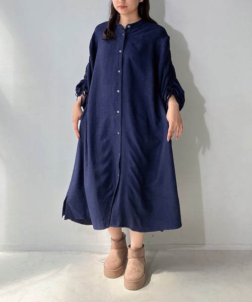 AS KNOW AS plus（アズノゥアズプラス）の「◇ドロスト結んで7分袖ワンピ―ス（ワンピース・レディース・ブラック系/ネイビー/チャコールグレー・FREE）」の19枚目の写真