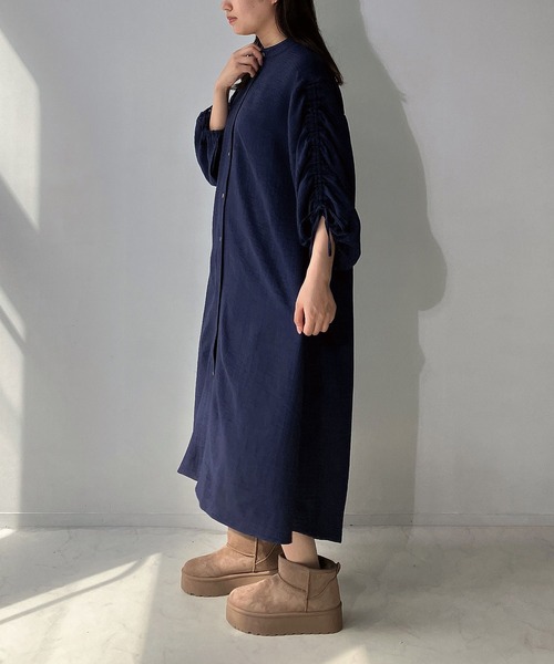 AS KNOW AS plus（アズノゥアズプラス）の「◇ドロスト結んで7分袖ワンピ―ス（ワンピース・レディース・ブラック系/ネイビー/チャコールグレー・FREE）」の21枚目の写真