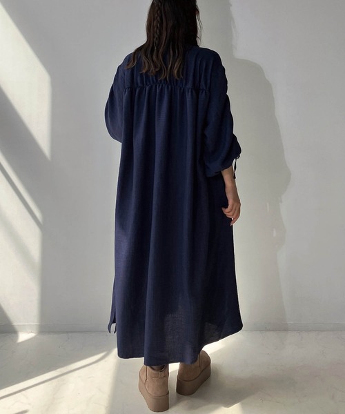 AS KNOW AS plus（アズノゥアズプラス）の「◇ドロスト結んで7分袖ワンピ―ス（ワンピース・レディース・ブラック系/ネイビー/チャコールグレー・FREE）」の22枚目の写真