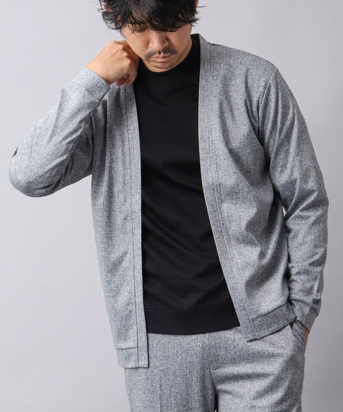 NOLLEY’S（ノーリーズ）の「【ACTIVE SECT】《限定展開 / イージーケア》ハイストレッチ ボタンレスカーディガン（カーディガン/ボレロ・メンズ・ダークネイビー/ライトグレー・M/L）」の2枚目の写真