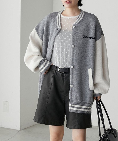 forksy.（フォルクシー）の「【forksy.】スタジャンデザインバックロゴニットカーディガン（カーディガン/ボレロ・レディース・グリーン/グレー/ネイビー・FREE）」の21枚目の写真