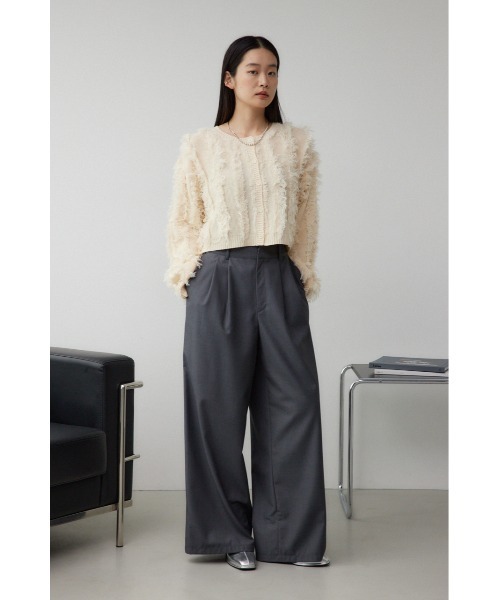 AZUL by moussy（アズールバイマウジー）の「フリンジニットカーディガン（カーディガン/ボレロ・レディース・グレー/ブラック/アイボリー・FREE）」の6枚目の写真