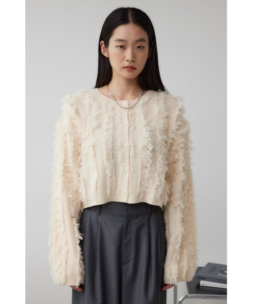 AZUL by moussy（アズールバイマウジー）の「フリンジニットカーディガン（カーディガン/ボレロ・レディース・グレー/ブラック/アイボリー・FREE）」の8枚目の写真