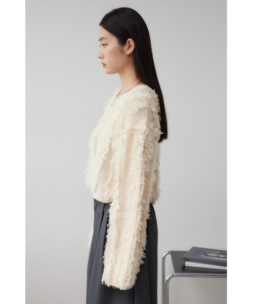 AZUL by moussy（アズールバイマウジー）の「フリンジニットカーディガン（カーディガン/ボレロ・レディース・グレー/ブラック/アイボリー・FREE）」の9枚目の写真