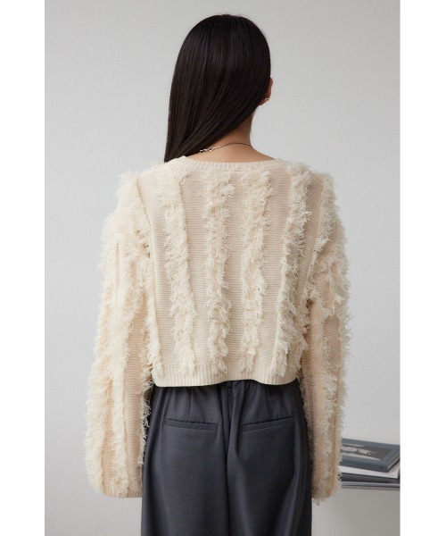AZUL by moussy（アズールバイマウジー）の「フリンジニットカーディガン（カーディガン/ボレロ・レディース・グレー/ブラック/アイボリー・FREE）」の10枚目の写真