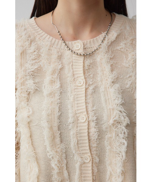 AZUL by moussy（アズールバイマウジー）の「フリンジニットカーディガン（カーディガン/ボレロ・レディース・グレー/ブラック/アイボリー・FREE）」の11枚目の写真