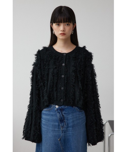 AZUL by moussy（アズールバイマウジー）の「フリンジニットカーディガン（カーディガン/ボレロ・レディース・グレー/ブラック/アイボリー・FREE）」の19枚目の写真