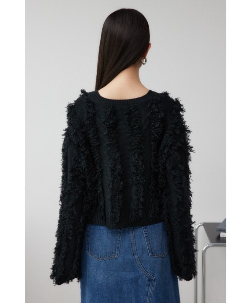 AZUL by moussy（アズールバイマウジー）の「フリンジニットカーディガン（カーディガン/ボレロ・レディース・グレー/ブラック/アイボリー・FREE）」の21枚目の写真