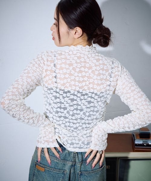 PBLIM（ページボーイリム）の「PBLIM/レースハイネックプルオーバー（Tシャツ/カットソー・レディース・ブラック/ライトブルー/オフホワイト・FREE）」の2枚目の写真