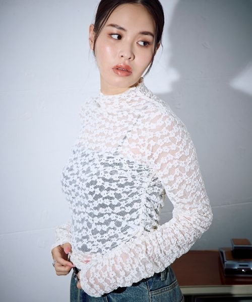 PBLIM（ページボーイリム）の「PBLIM/レースハイネックプルオーバー（Tシャツ/カットソー・レディース・ブラック/ライトブルー/オフホワイト・FREE）」の10枚目の写真