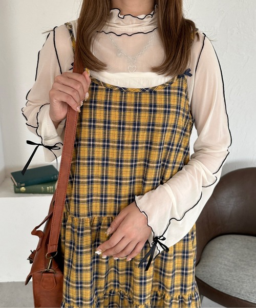 kutir（クティール）の「袖リボンアソートシアーメロートップス（Tシャツ/カットソー・レディース・アイボリー/ブルー系その他/オレンジ系その他・FREE）」の2枚目の写真