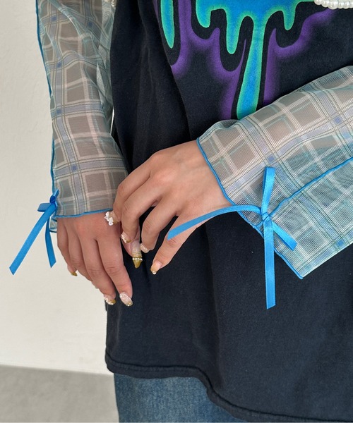 kutir（クティール）の「袖リボンアソートシアーメロートップス（Tシャツ/カットソー・レディース・アイボリー/ブルー系その他/オレンジ系その他・FREE）」の17枚目の写真