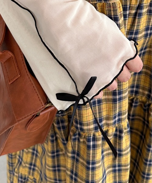 kutir（クティール）の「袖リボンアソートシアーメロートップス（Tシャツ/カットソー・レディース・アイボリー/ブルー系その他/オレンジ系その他・FREE）」の9枚目の写真