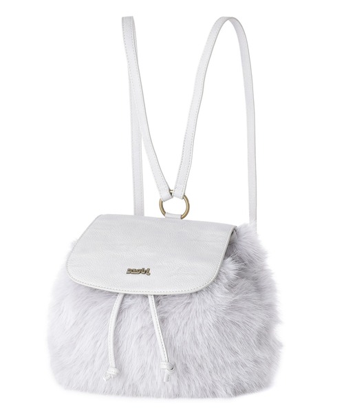 X-girl（エックスガール）の「FAUX FUR BAG（バックパック/リュック・レディース・ブラック/グレー・ONE SIZE）」の9枚目の写真