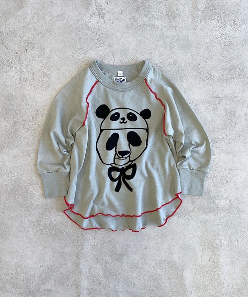 JIPPON(ジポン)の「パンダメローカットソー/日本製(Tシャツ/カットソー・キッズ・イエロー/グレー/ライトグリーン・80/90/100/110/120)」の2枚目の写真