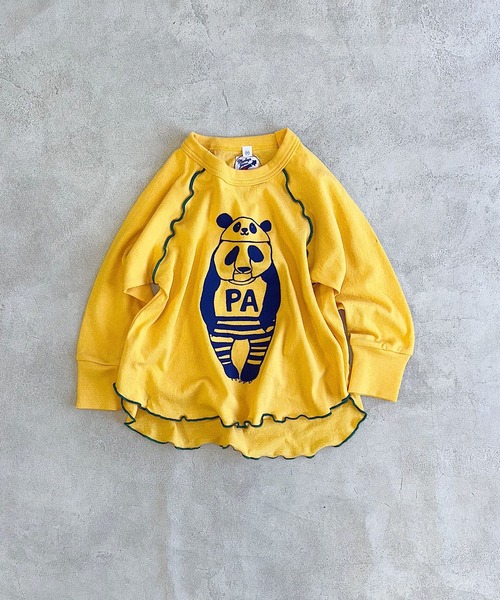 JIPPON(ジポン)の「パンダメローカットソー/日本製(Tシャツ/カットソー・キッズ・イエロー/グレー/ライトグリーン・80/90/100/110/120)」の3枚目の写真