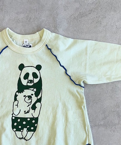 JIPPON(ジポン)の「パンダメローカットソー/日本製(Tシャツ/カットソー・キッズ・イエロー/グレー/ライトグリーン・80/90/100/110/120)」の7枚目の写真