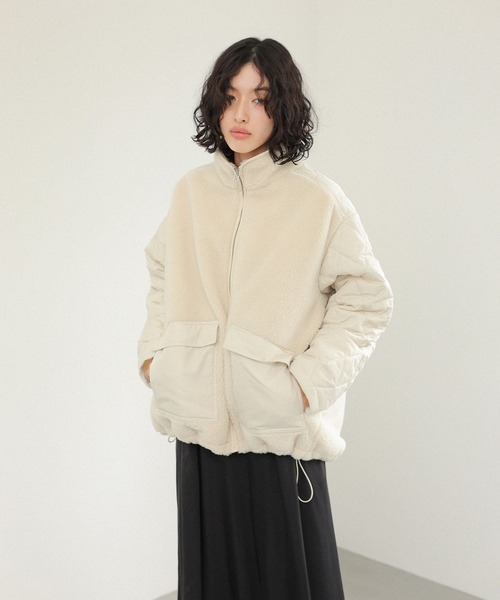 LEPSIM(レプシィム)の「スタンドボアキルトジャケット 132454(ブルゾン・レディース・ベージュ/アイボリー/ブラック・FREE)」の13枚目の写真