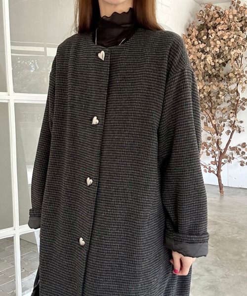 極美品/大きいサイズ✨23区　ウールコート　ノーカラー　コクーン　46 ブラック WEB限定】SHIPS any: ノンミュールジングウール バルマカーン