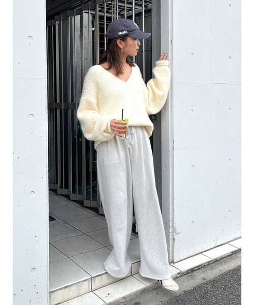 Ungrid（アングリッド）の「スウェットタックパンツ（スウェットパンツ・レディース・チャコールグレー/ライトグレー/イエロー・FREE）」の7枚目の写真