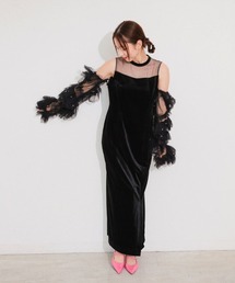 【ANDRESD】detached sleeve dress チュール ドレス パーティードレス 結婚式 同窓会 お呼ばれワンピース