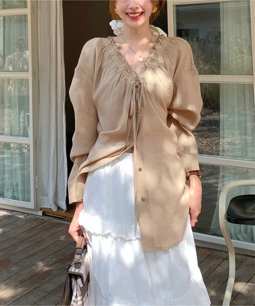 MAISON DE THERESE(メゾン ド テレーズ)の「Vネックシャツ(シャツ/ブラウス・レディース・ブラック/ピンク/カーキ・L/XL/XXL)」の19枚目の写真