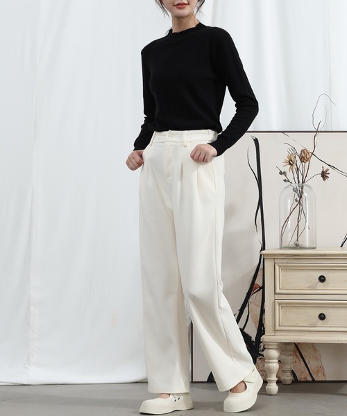 aimoha（アイモハ）の「【Aimoha】タック入りストレートパンツ（その他パンツ・レディース・ベージュ/ブラック・LARGE/X-LARGE/MEDIUM）」の8枚目の写真