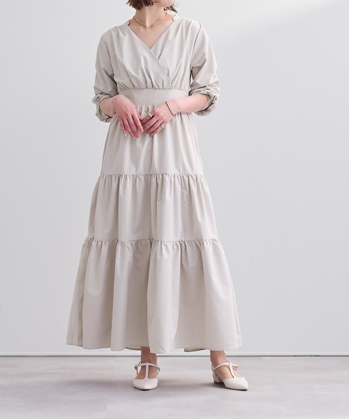 UR'S(ユアーズ)の「カシュクールティアードワンピース(ワンピース・レディース・ネイビー/ライトグレー・S/M/L)」の1枚目の写真