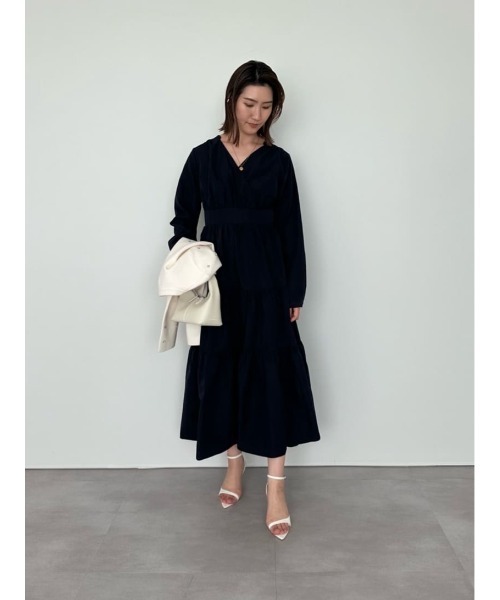 UR'S(ユアーズ)の「カシュクールティアードワンピース(ワンピース・レディース・ネイビー/ライトグレー・S/M/L)」の15枚目の写真