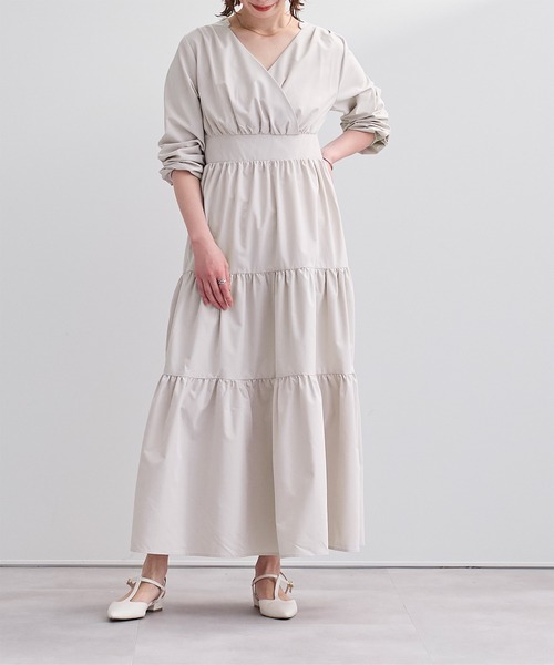 UR'S(ユアーズ)の「カシュクールティアードワンピース(ワンピース・レディース・ネイビー/ライトグレー・S/M/L)」の5枚目の写真