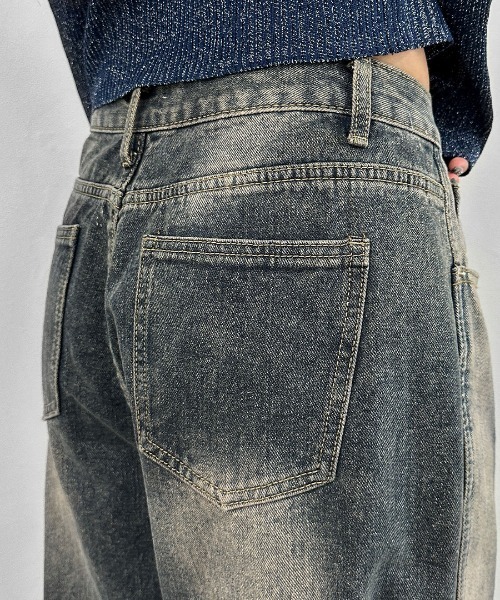 LVEU.（ラブユ.）の「【LVEU.】切り替えデザインデニムパンツ / ボトムス デニム パンツ 切替 ワイド ルーズ ウォッシュ 色落ち ヴィンテージ ブルー グランジ（デニムパンツ・レディース・ブルー・FREE）」の12枚目の写真