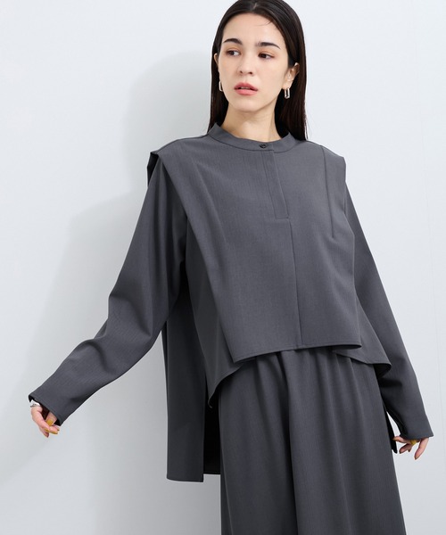 le cercle ADAM ET ROPE'(ルセルクルアダムエロペ)の「【セットアップ対応】フィルムストライプ2WAYヘムタックブラウス(シャツ/ブラウス・レディース・ブラック系その他/グレー系その他/ベージュ系その他2・FREE)」の3枚目の写真