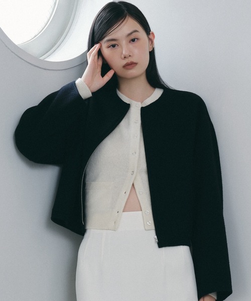 Fray.id クルーネックシンプルカーディガン　フレイアイディー FRAY I.D（フレイアイディー）の「シルクブレンド2wayクルー