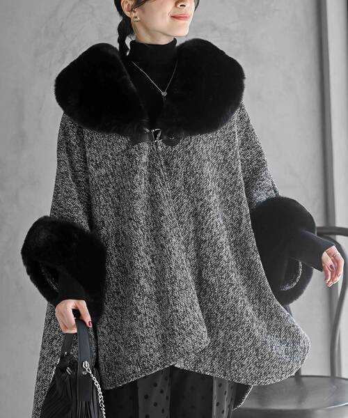 61759　伊太利屋　ポンチョ　ファー 61759 伊太利屋 ポンチョ ファー