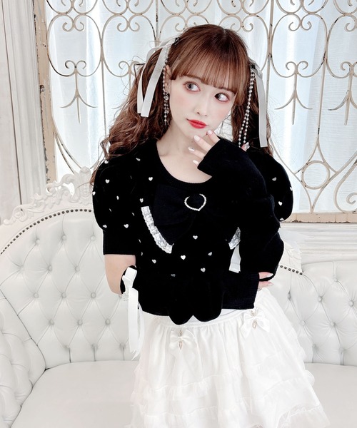 【セール】アームウォーマー付きハート刺繍ニット(ニット/セーター)|MA*RS(アメーバーマーズ) 【セール】アームウォーマー付きハート刺繍ニット(ニット/セーター)|MA*RS(アメーバーマーズ)