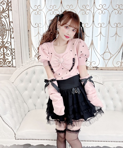 【セール】アームウォーマー付きハート刺繍ニット(ニット/セーター)|MA*RS(アメーバーマーズ) 【セール】アームウォーマー付きハート刺繍ニット(ニット/セーター)|MA*RS(アメーバーマーズ)