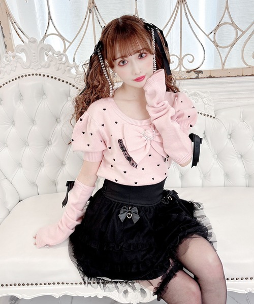 【セール】アームウォーマー付きハート刺繍ニット(ニット/セーター)|MA*RS(アメーバーマーズ) 【セール】アームウォーマー付きハート刺繍ニット(ニット/セーター)|MA*RS(アメーバーマーズ)