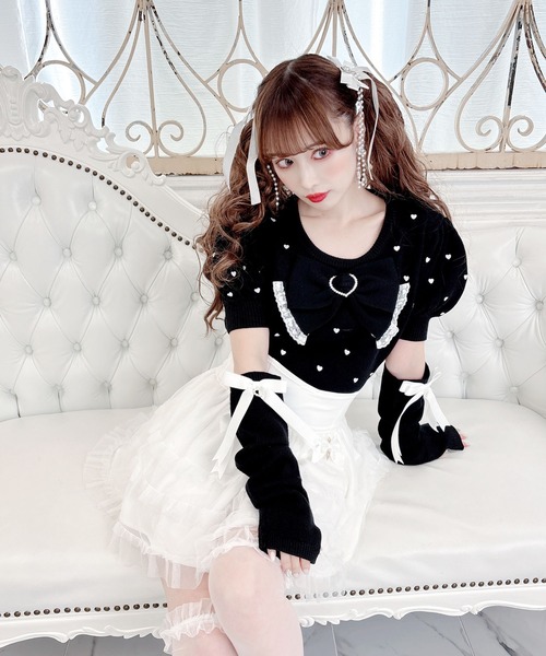 【セール】アームウォーマー付きハート刺繍ニット(ニット/セーター)|MA*RS(アメーバーマーズ) 【セール】アームウォーマー付きハート刺繍ニット(ニット/セーター)|MA*RS(アメーバーマーズ)