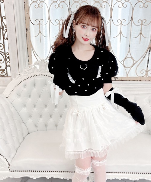 【セール】アームウォーマー付きハート刺繍ニット(ニット/セーター)|MA*RS(アメーバーマーズ) 【セール】アームウォーマー付きハート刺繍ニット(ニット/セーター)|MA*RS(アメーバーマーズ)