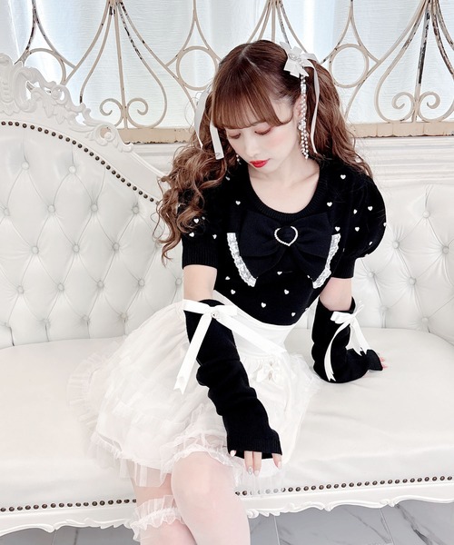 【セール】アームウォーマー付きハート刺繍ニット(ニット/セーター)|MA*RS(アメーバーマーズ) 【セール】アームウォーマー付きハート刺繍ニット(ニット/セーター)|MA*RS(アメーバーマーズ)